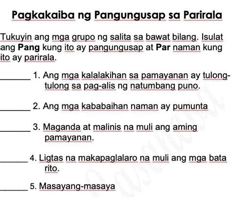 Pagkakaiba ng Parirala at Pangungusap .